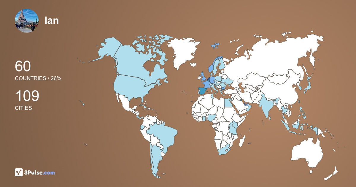 Ian Treffers's Travel Map Image