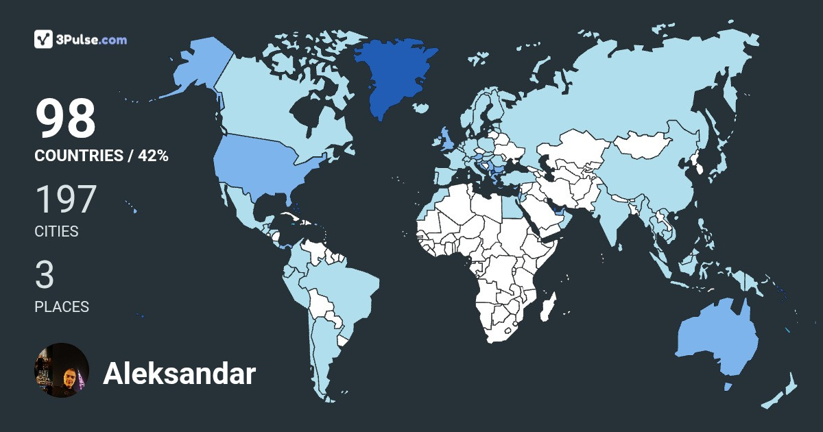 Aleksandar Bundovski's Travel Map Image