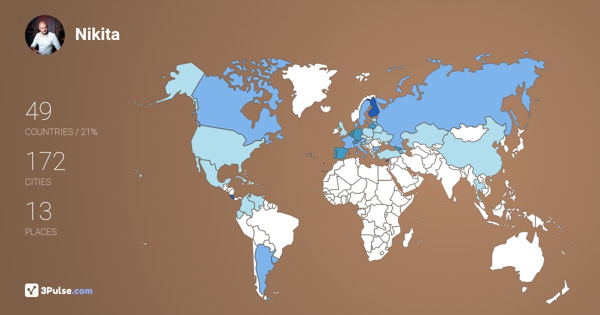 Nikita Yakovlev's Travel Map Image