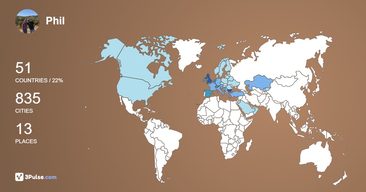 Изображение Карты путешествий Phil Clayton