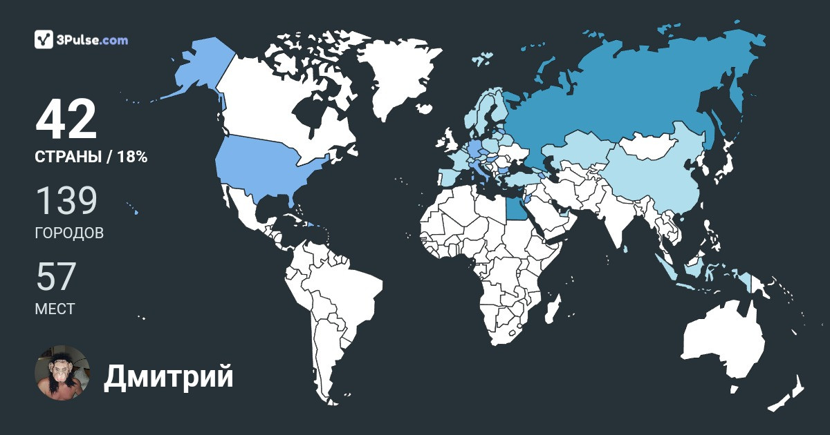 Дмитрий Поклоннов's Travel Map Image
