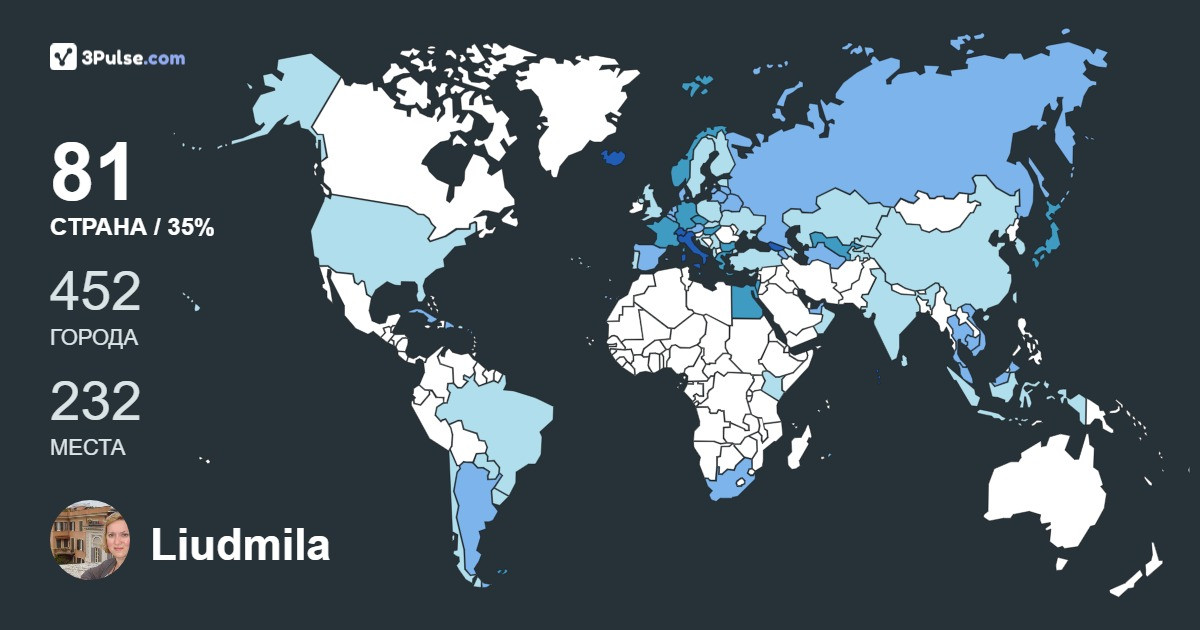 Liudmila Mukhina's Travel Map Image