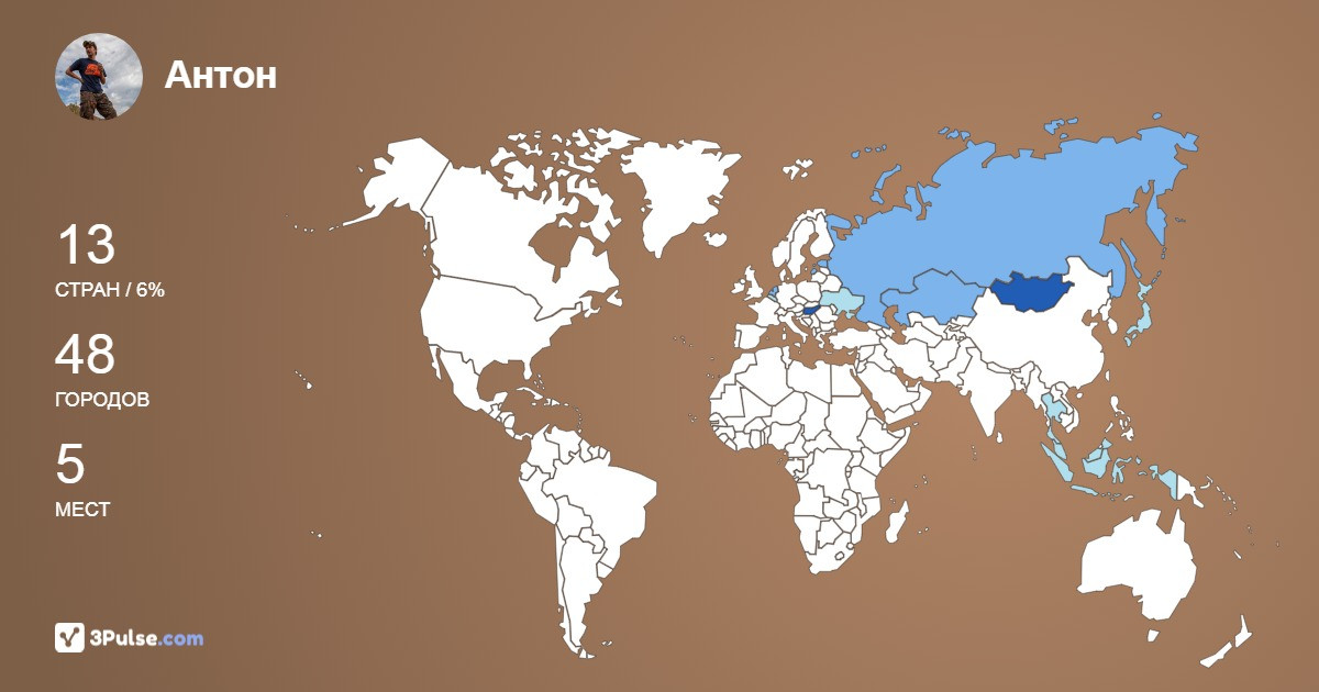 Антон Мельников's Travel Map Image