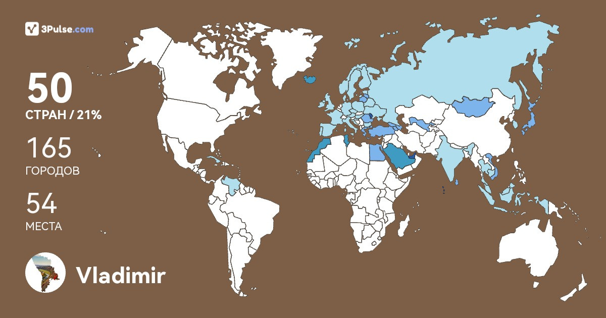 Vladimir Bodnari's Travel Map Image