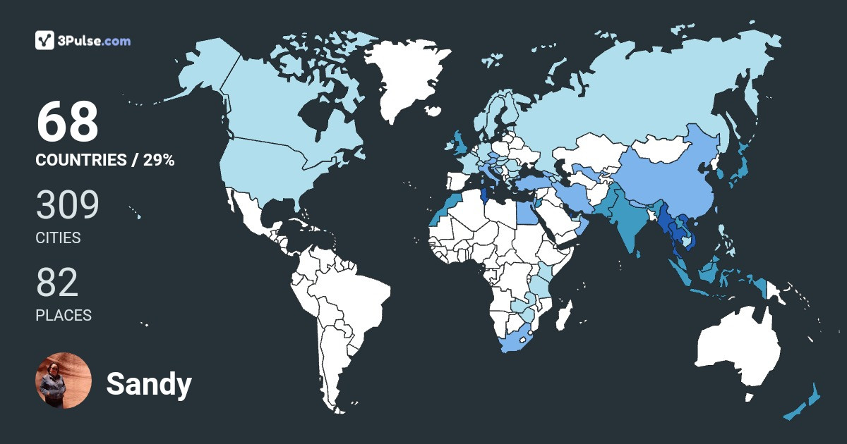 Sandy Bunnag's Travel Map Image