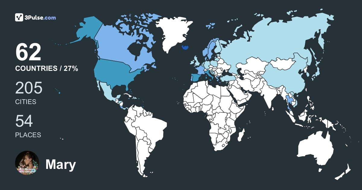 Mary Roberts's Travel Map Image