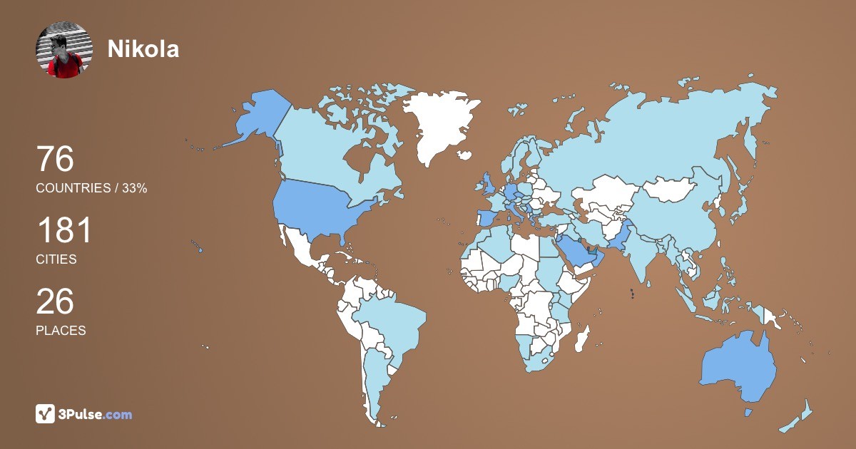 Nikola Rakovic's Travel Map Image