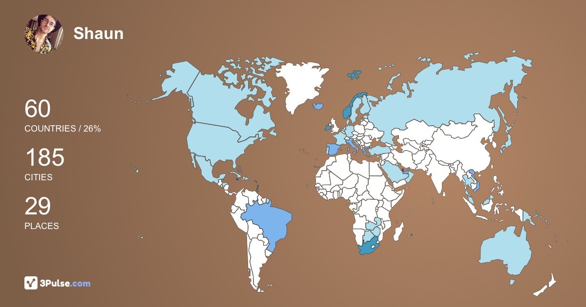 Shaun Coppin's Travel Map Image
