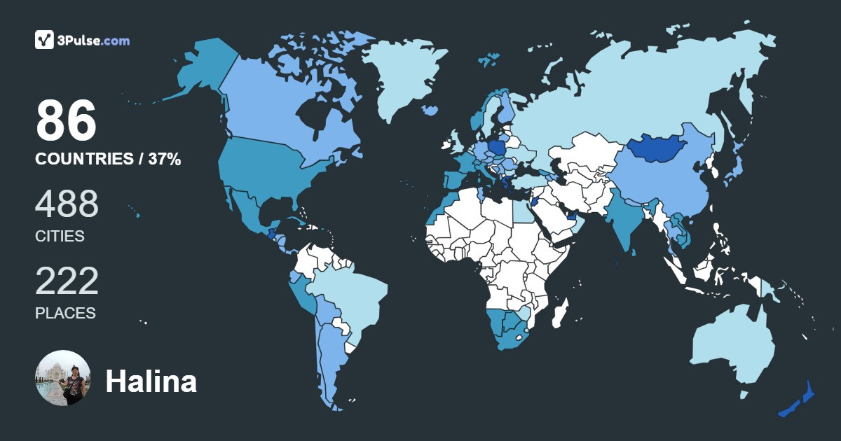 Halina Mucha's Travel Map Image