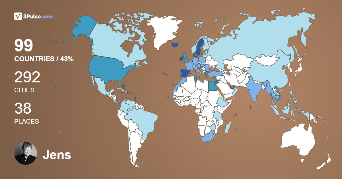 Jens Juliussen's Travel Map Image