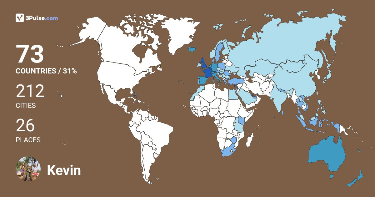 Kevin Leslie's Travel Map Image