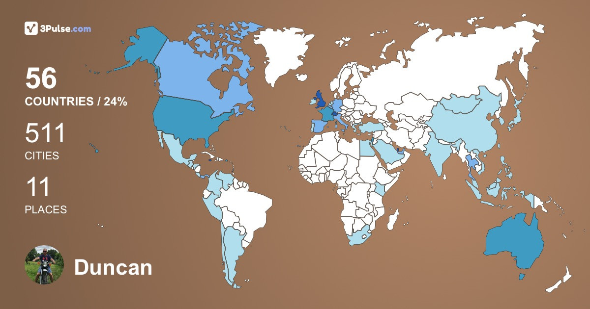 Duncan Urquhart's Travel Map Image