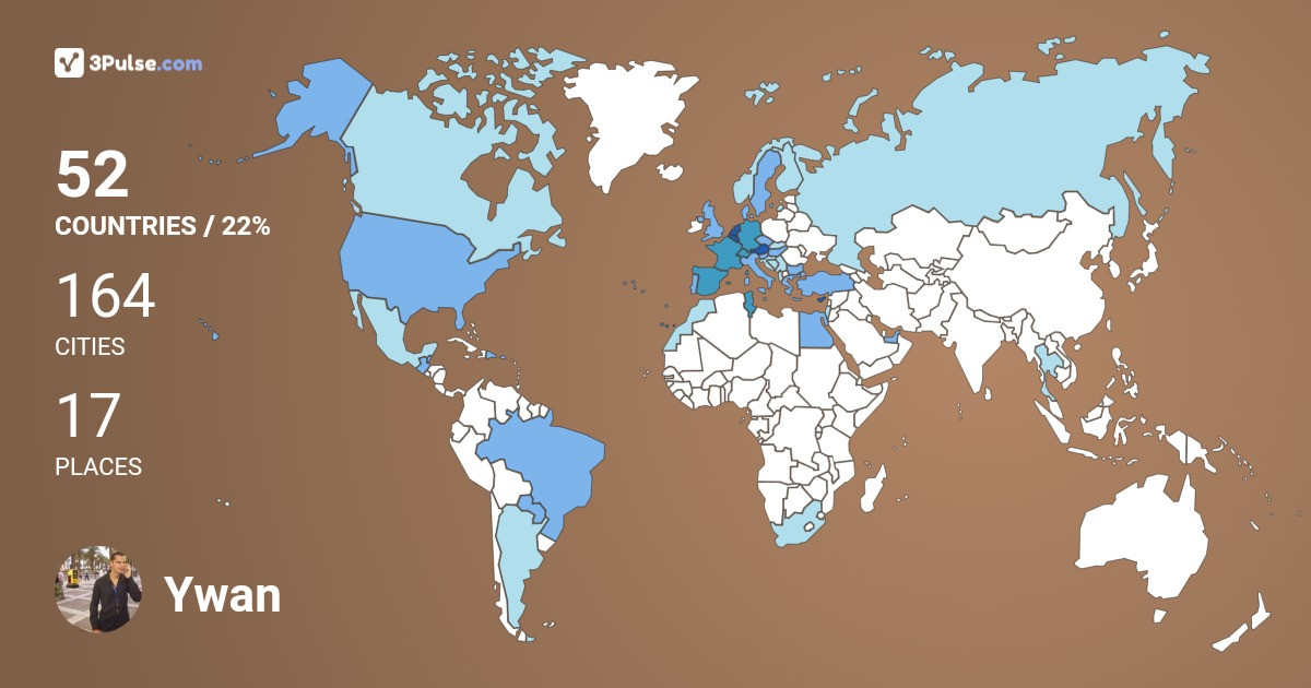 Ywan Dierick's Travel Map Image