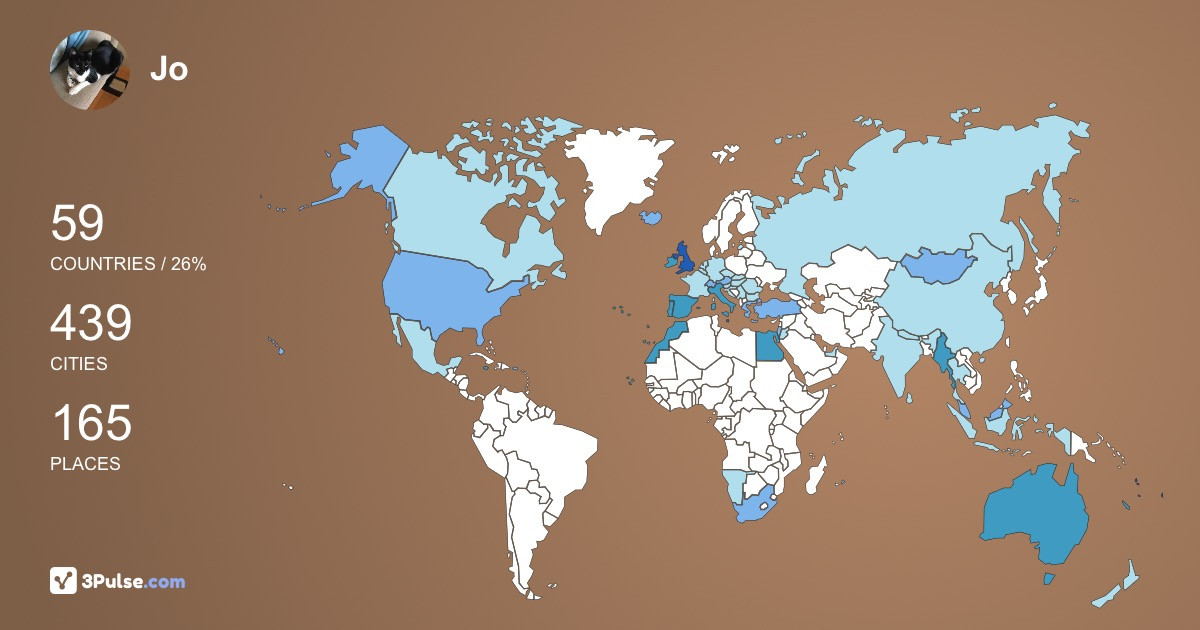 Jo Taylor's Travel Map Image