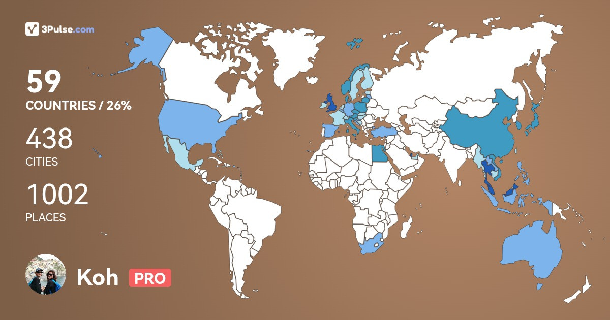 Koh Boon-Teck's Travel Map Image