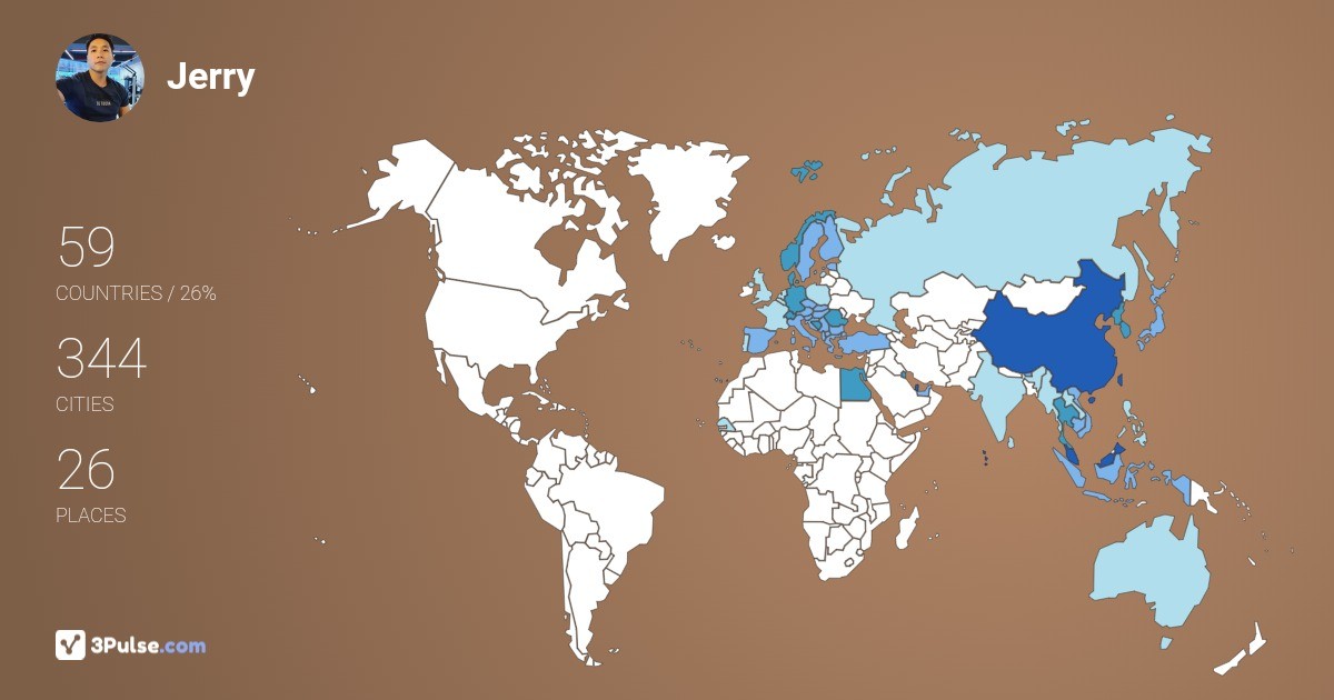Jerry Ong's Travel Map Image
