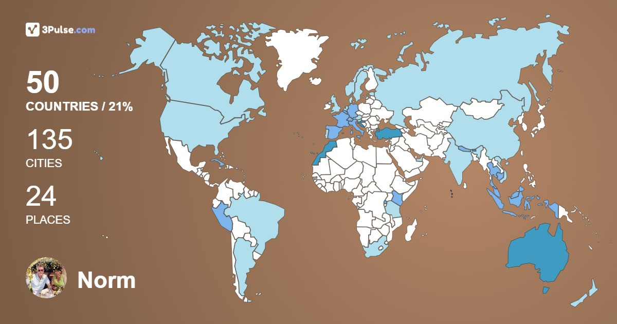 Norm Jackson's Travel Map Image