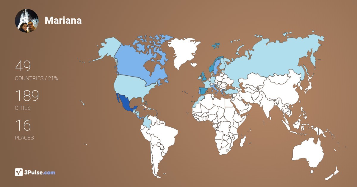 Mariana Flores-Alcntara's Travel Map Image