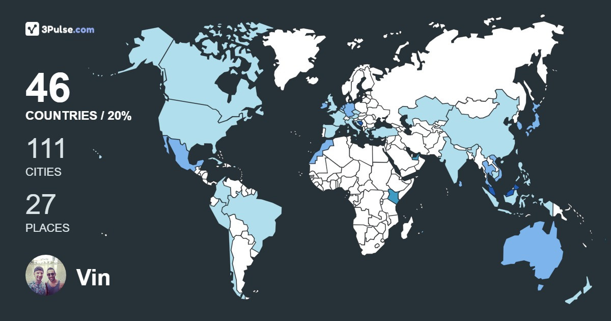 Vin Gill's Travel Map Image