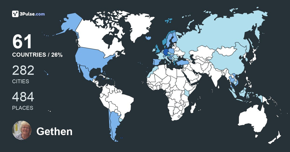 Gethen Backe-Eriksen's Travel Map Image