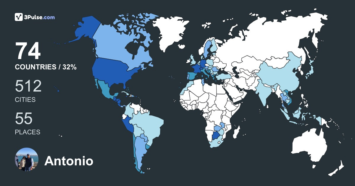 Antonio Maldonado's Travel Map Image