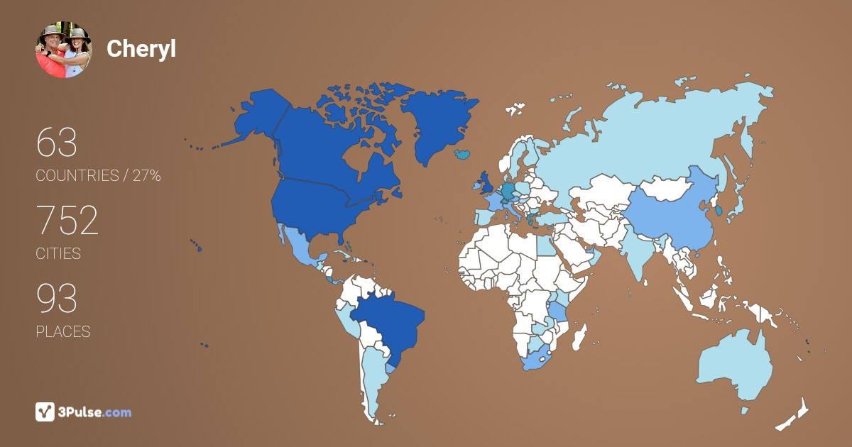 Cheryl Cagle's Travel Map Image