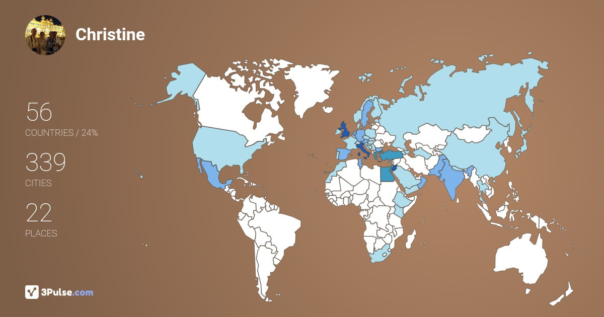 Christine Dharwarkar's Travel Map Image