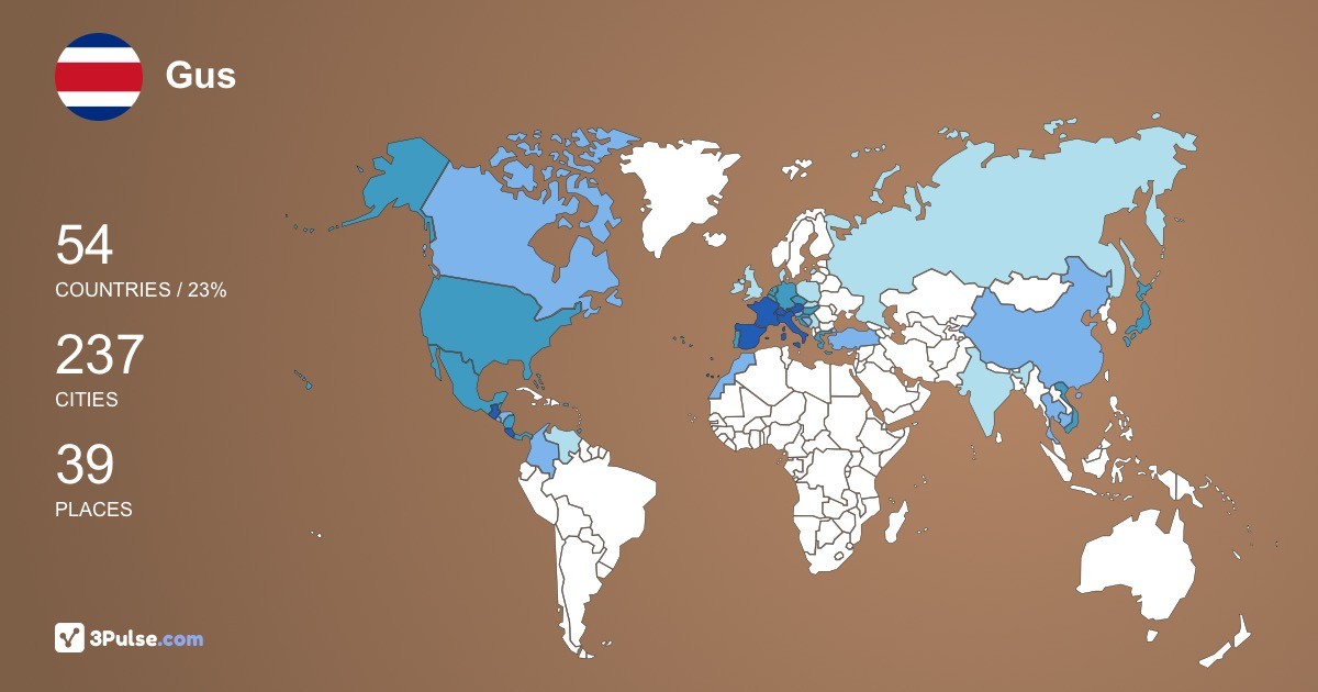 Gus Solorzano's Travel Map Image