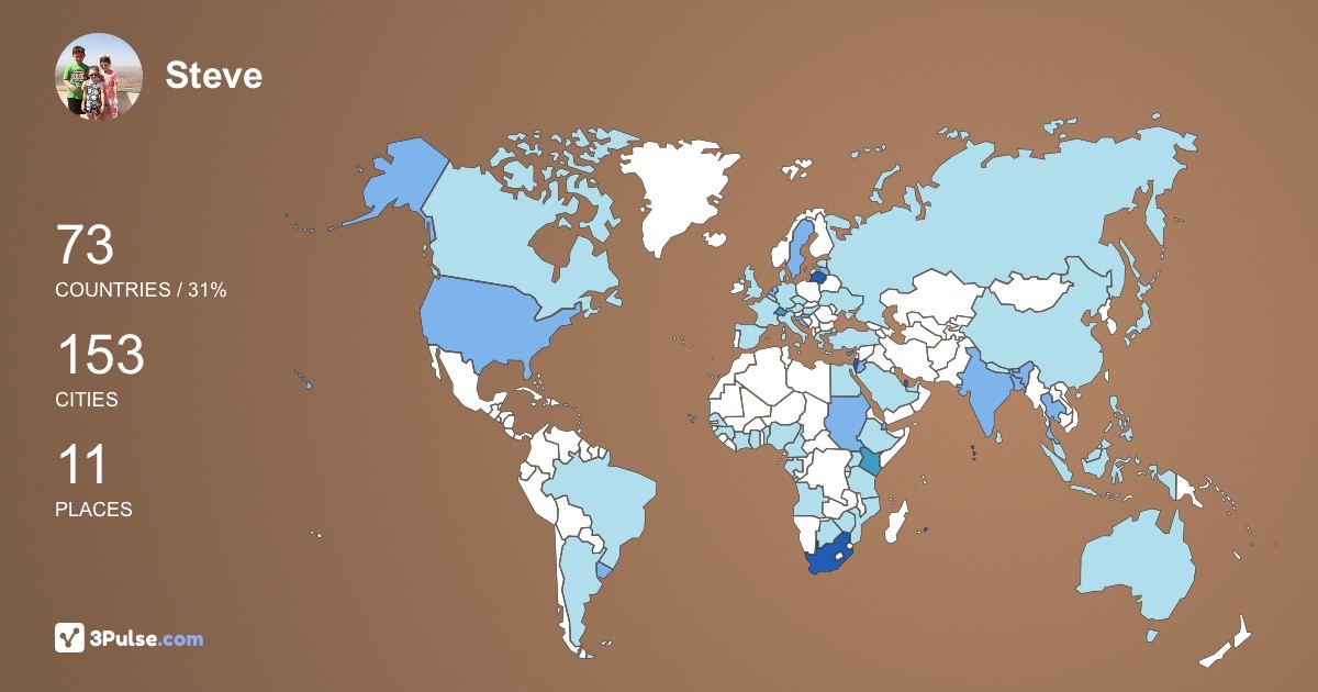 Steve Felder's Travel Map Image