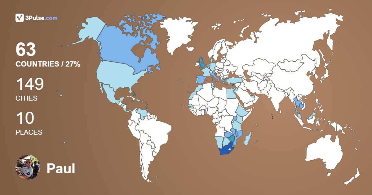 Paul Thomas's Travel Map Image