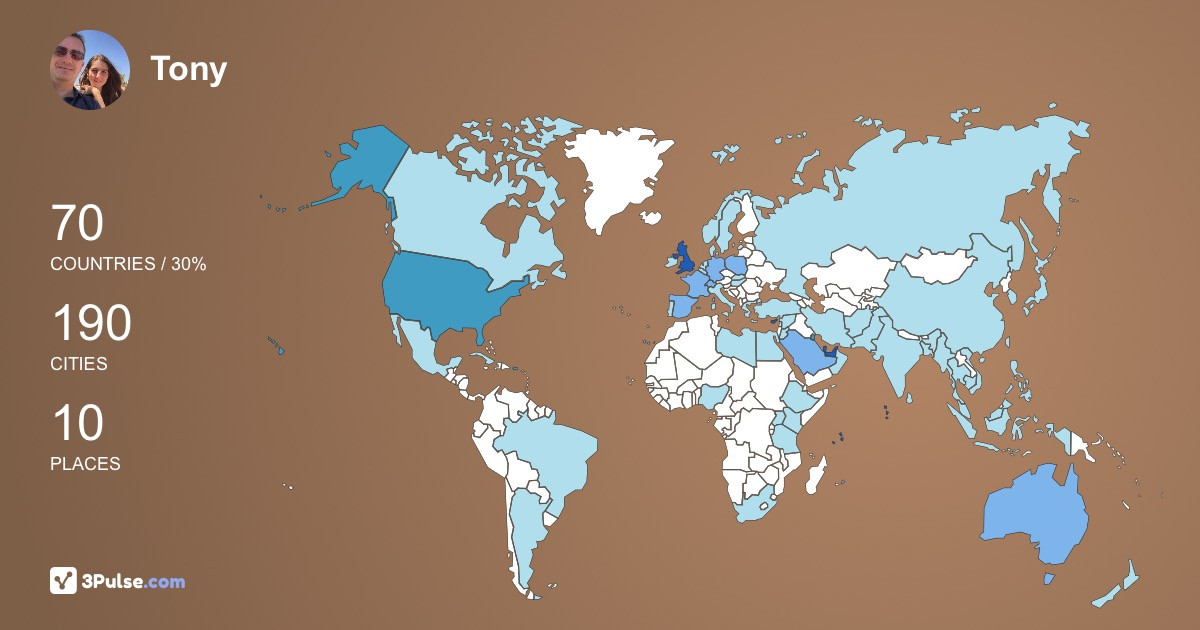 Изображение Карты путешествий Tony Streeting
