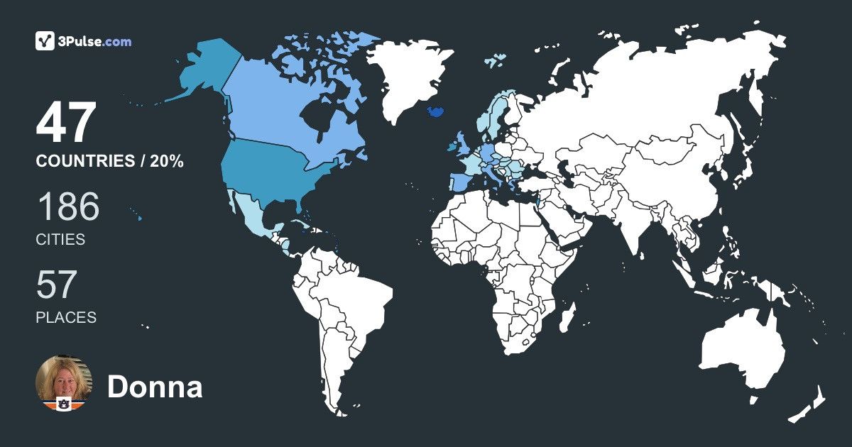 Donna Wencil's Travel Map Image