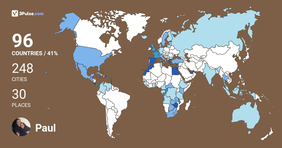 Paul James's Travel Map Image