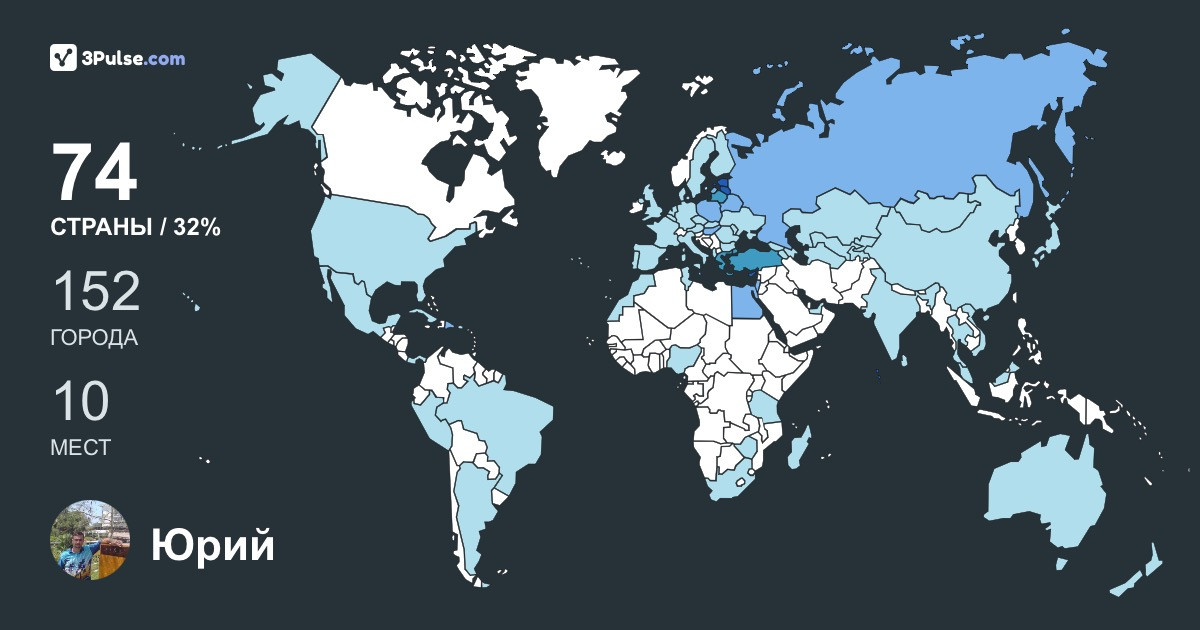 Юрий Васильев's Travel Map Image