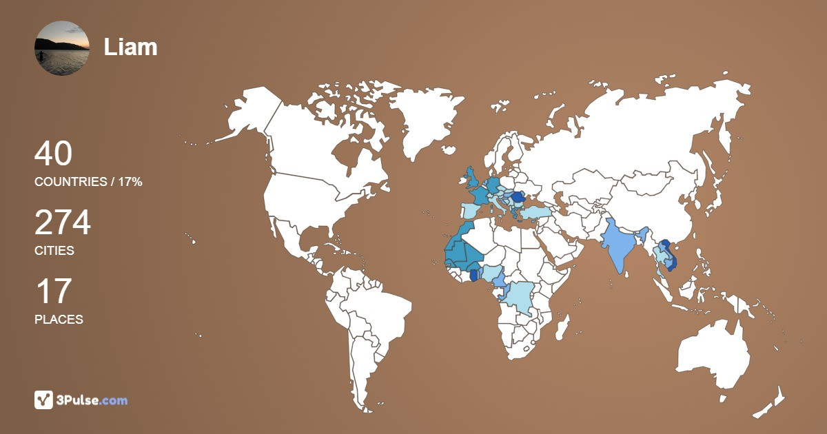 Liam Parkin's Travel Map Image