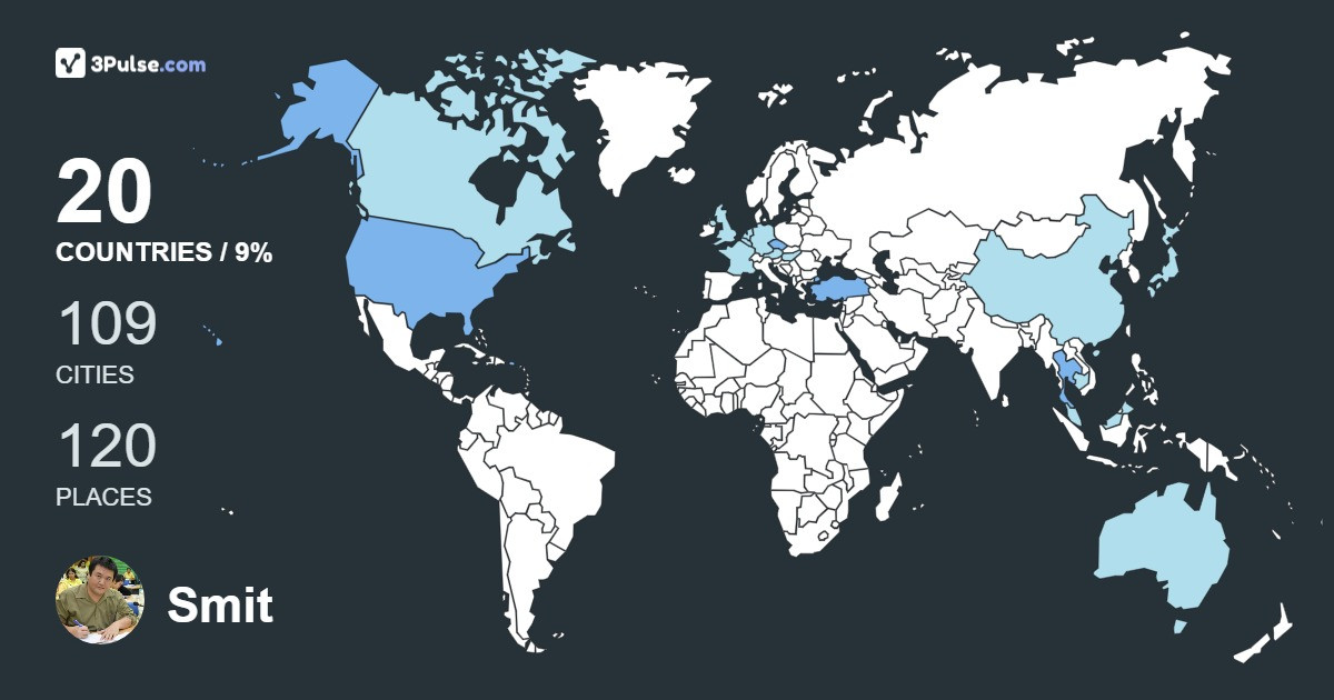 Smit Chiramongkol's Travel Map Image