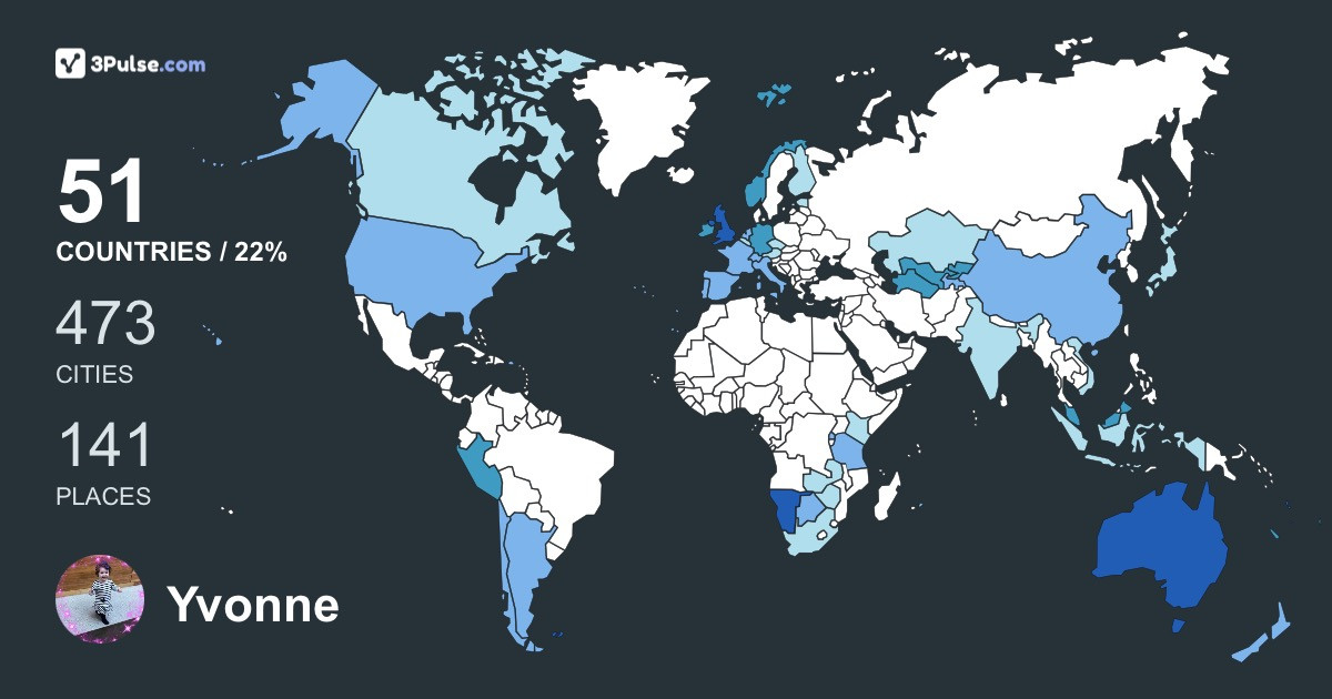 Yvonne Nardone's Travel Map Image