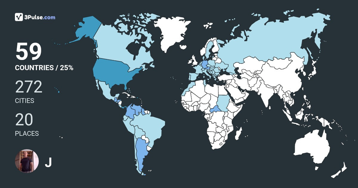 J Haywood's Travel Map Image