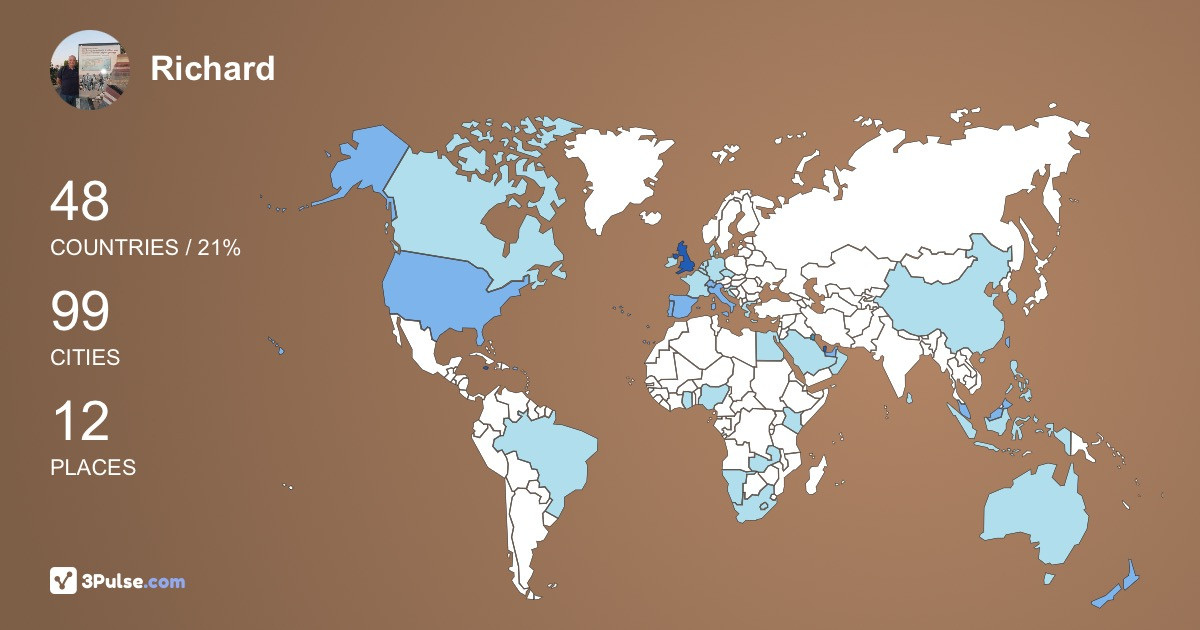 Richard Arnott's Travel Map Image