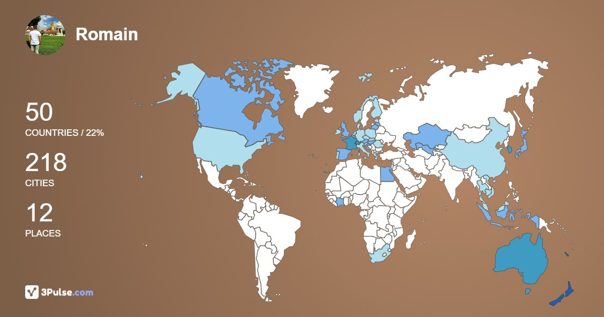 Romain Bartolo's Travel Map Image