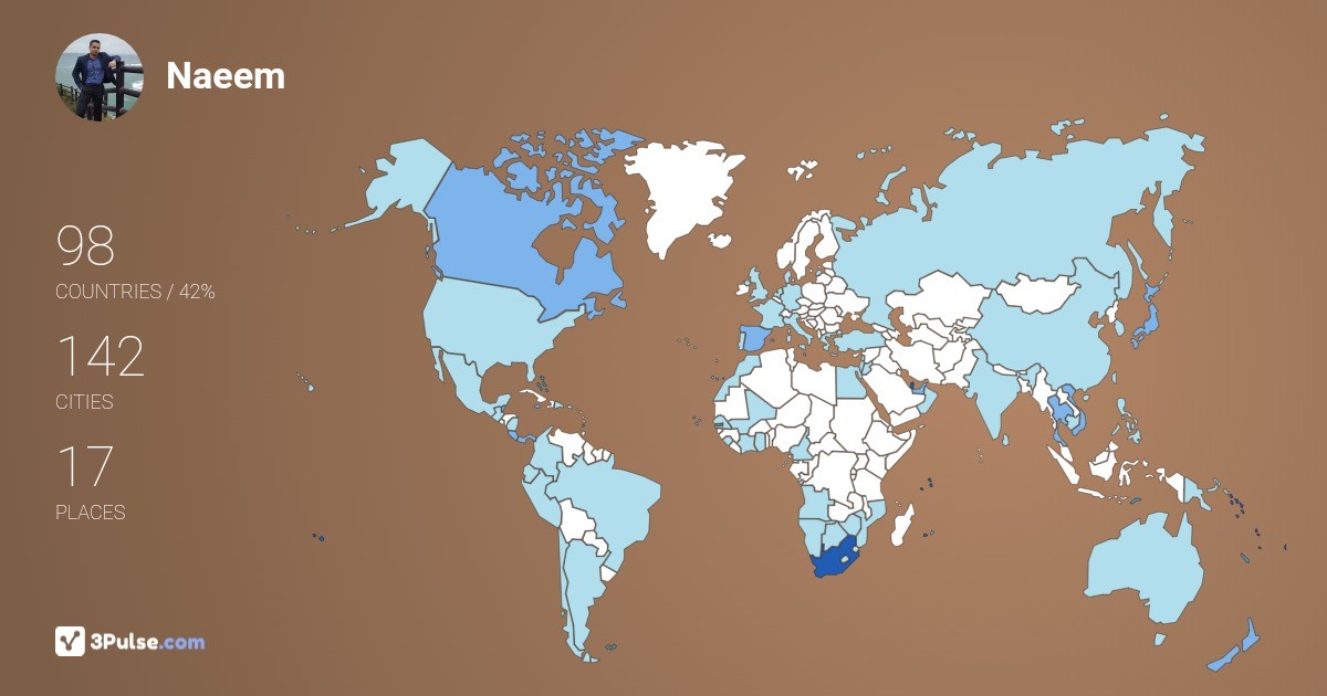 Naeem Boomgaard's Travel Map Image