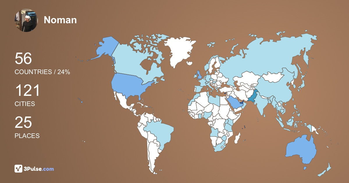 Noman Khawaja's Travel Map Image