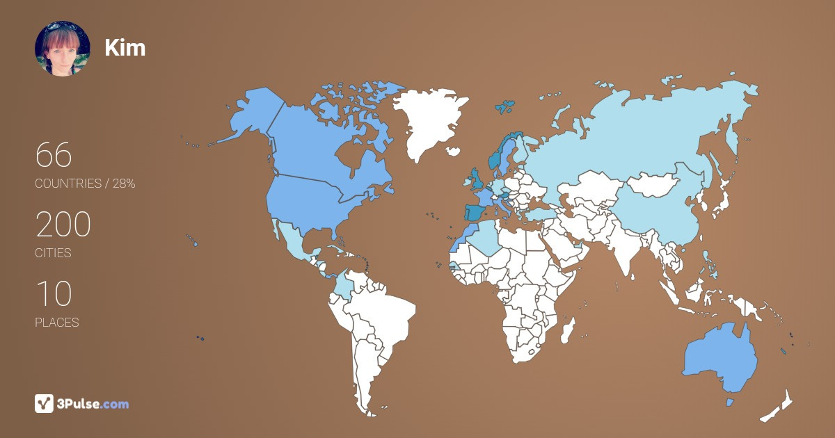Kim Barton's Travel Map Image