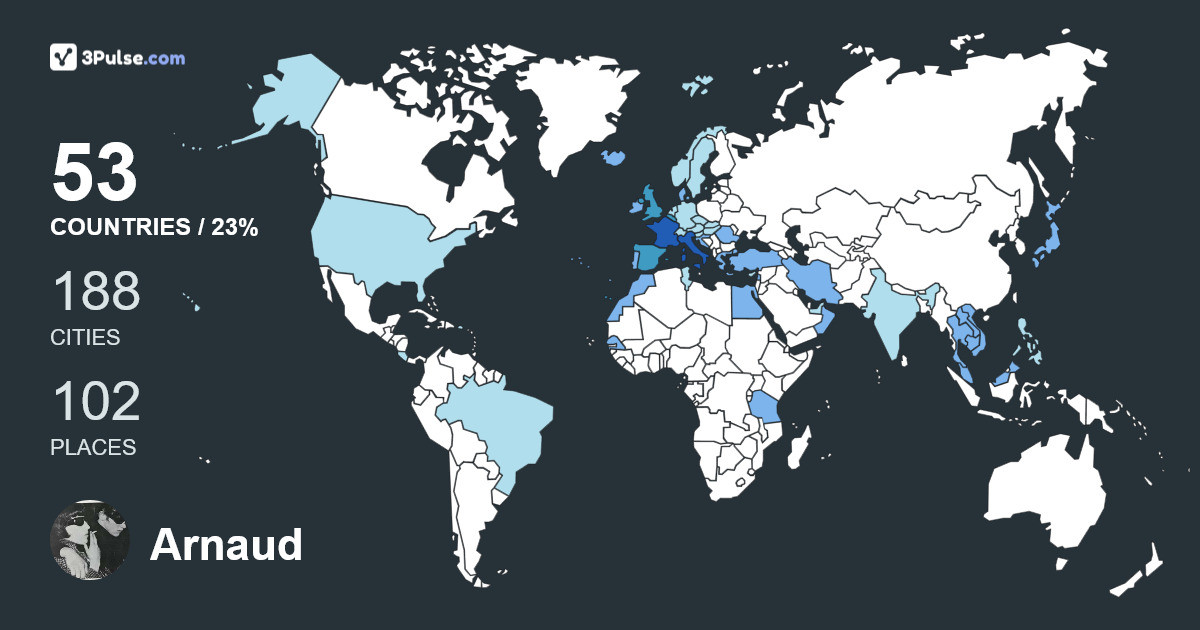 Arnaud Gaillard's Travel Map Image