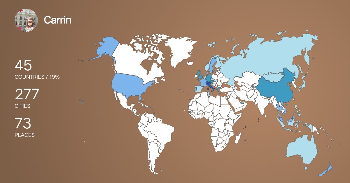 Carrin Sew's Travel Map Image