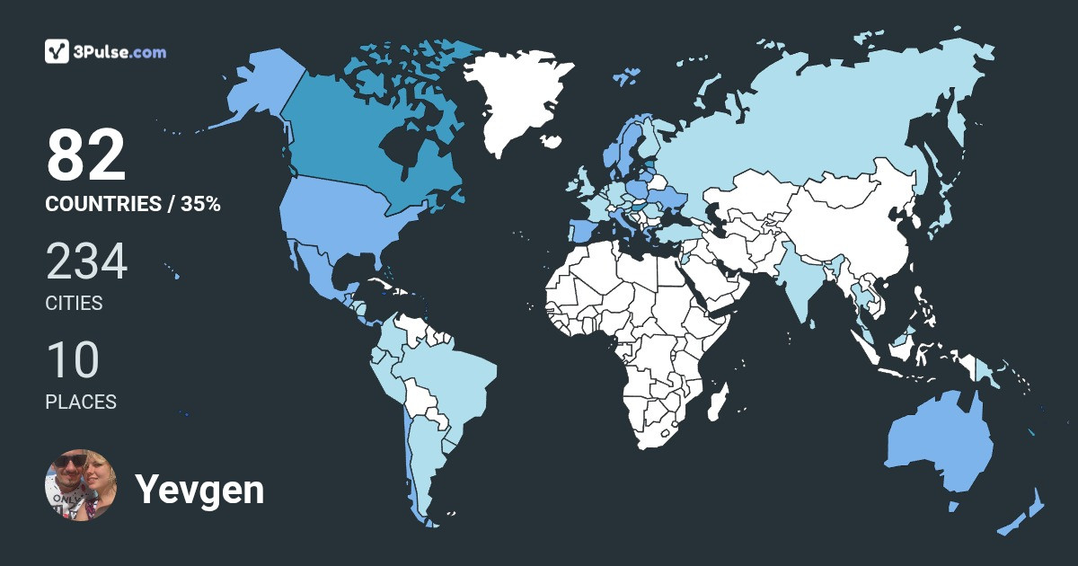 Изображение Карты путешествий Yevgen Reus