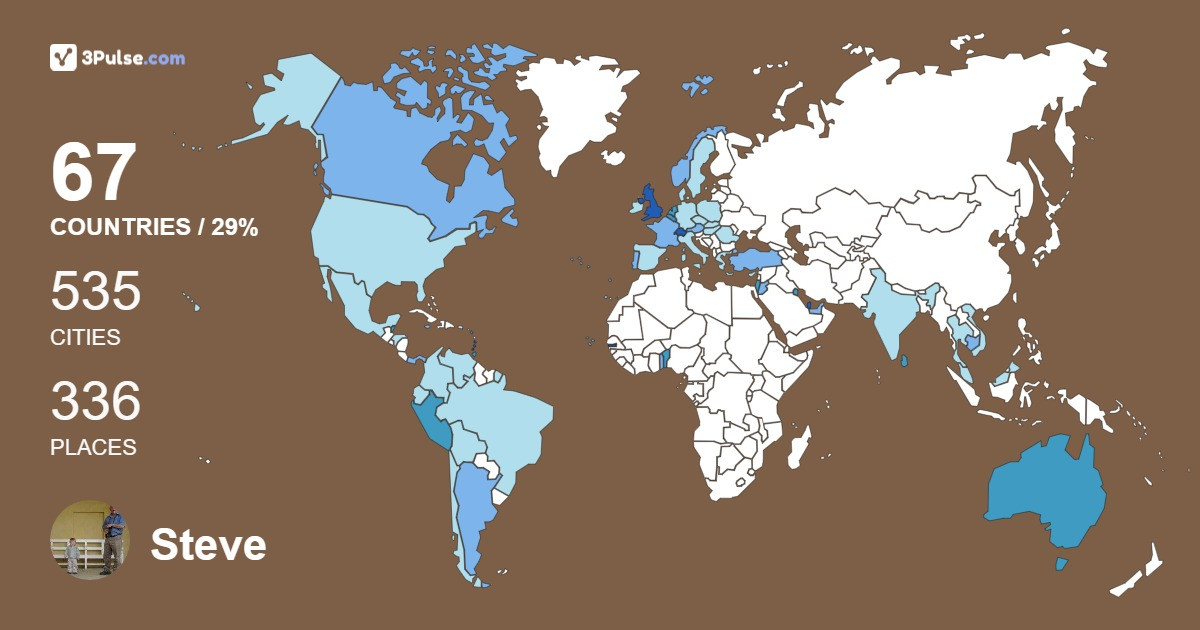 Steve Starling's Travel Map Image