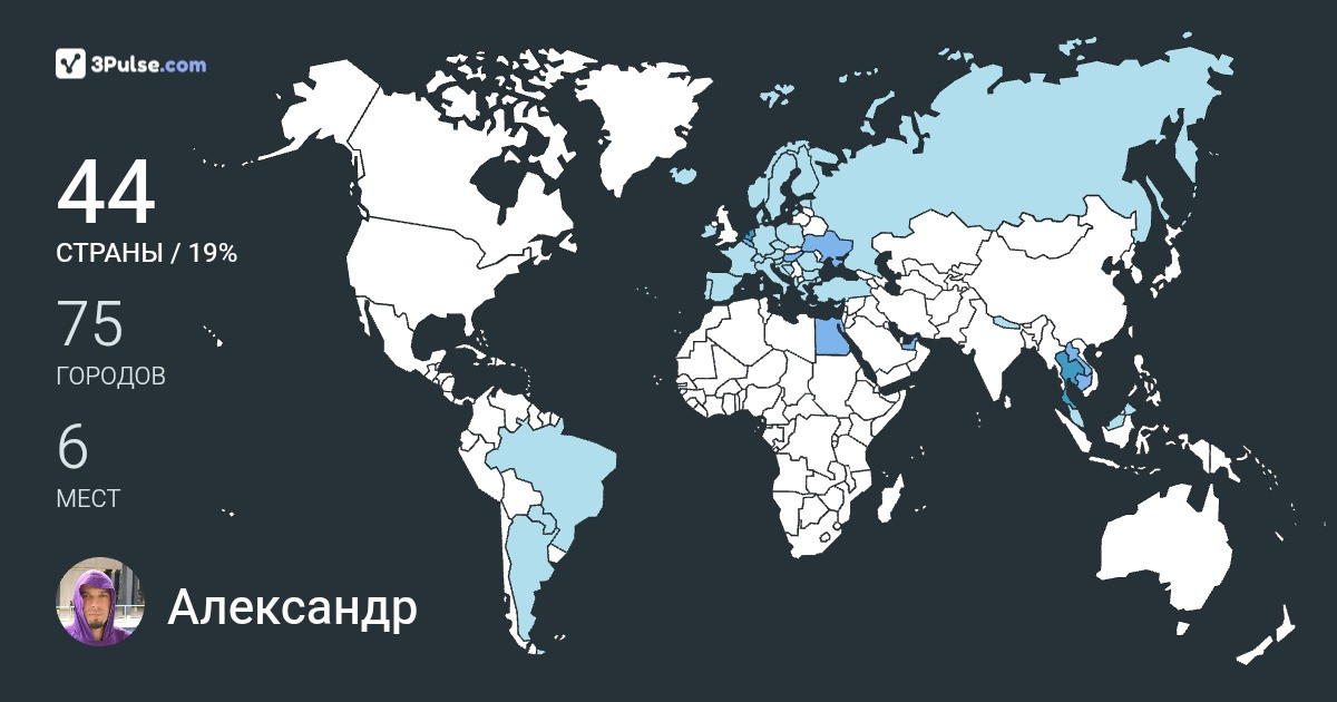Александр Степаненко's Travel Map Image