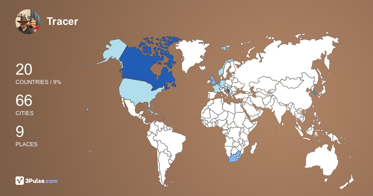 Tracer Trent's Travel Map Image