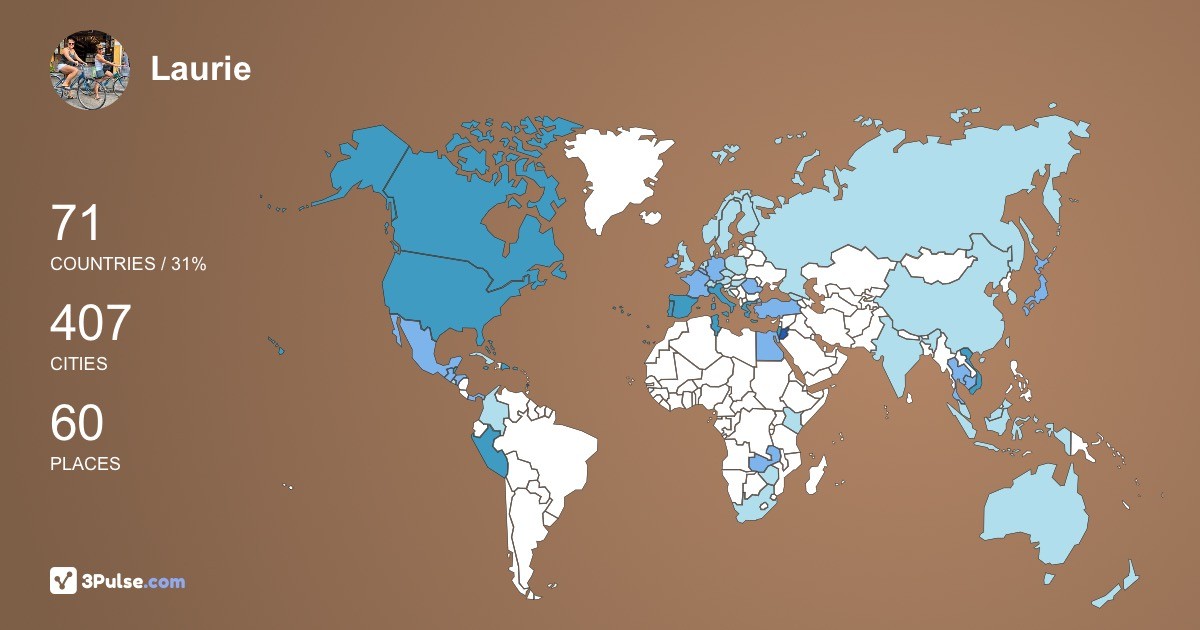Laurie Lariviere's Travel Map Image